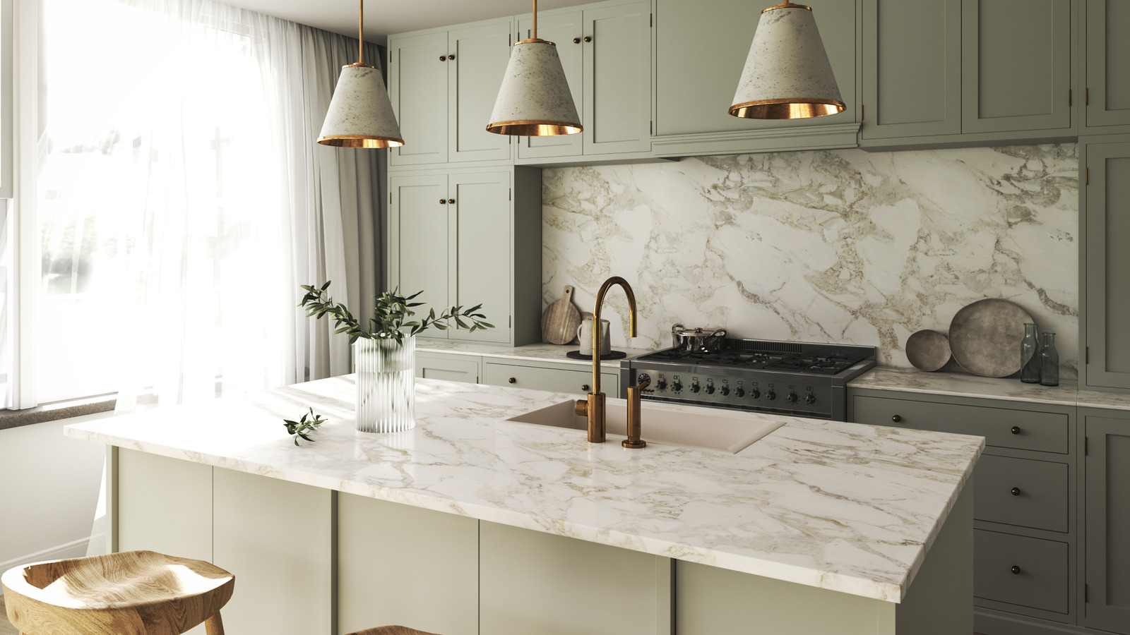 kitchen with a stone work top
