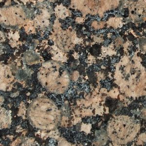 Black and tan granite with large mineral chunks